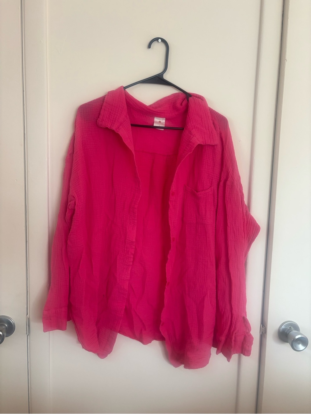 Shade & Shore Hot Pink Textured Button-Up